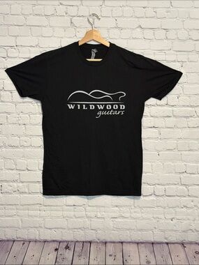 Next Level Apparel Black T-Shirt with White Wildwood Guitars Logo